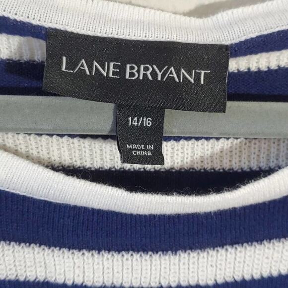 LANE Bryant lace inset striped sweater plus 14/16 1X - Picture 3 of 6
